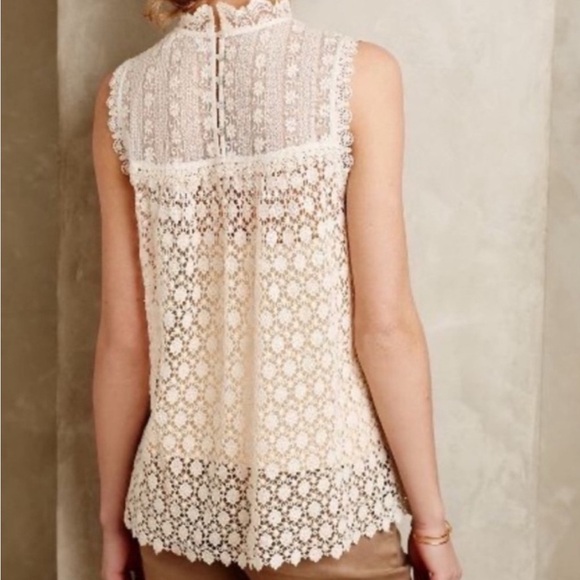 Anthropologie Cream Lace Blouse - Picture 3 of 13